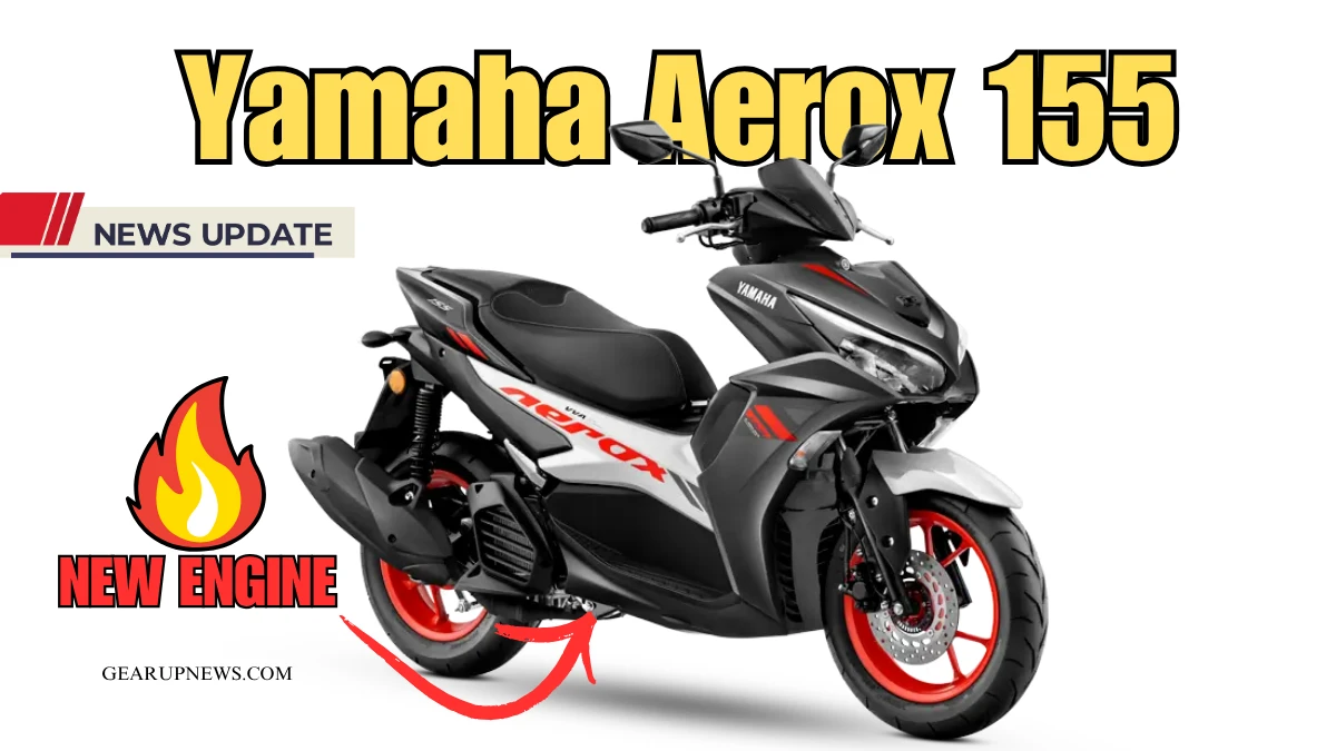 2025 Yamaha Aerox 155 scooter with new engine update and red alloy wheels
