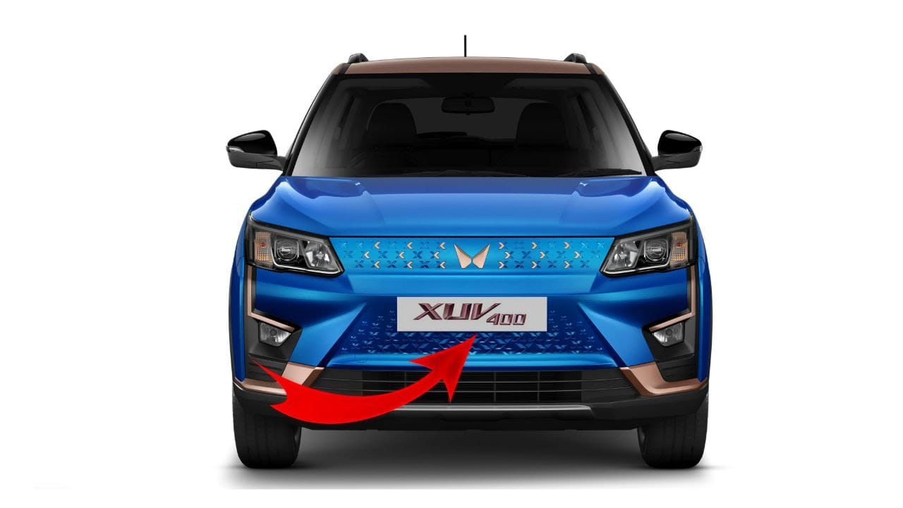 Mahindra XUV400 Electric SUV front and side view in blue color