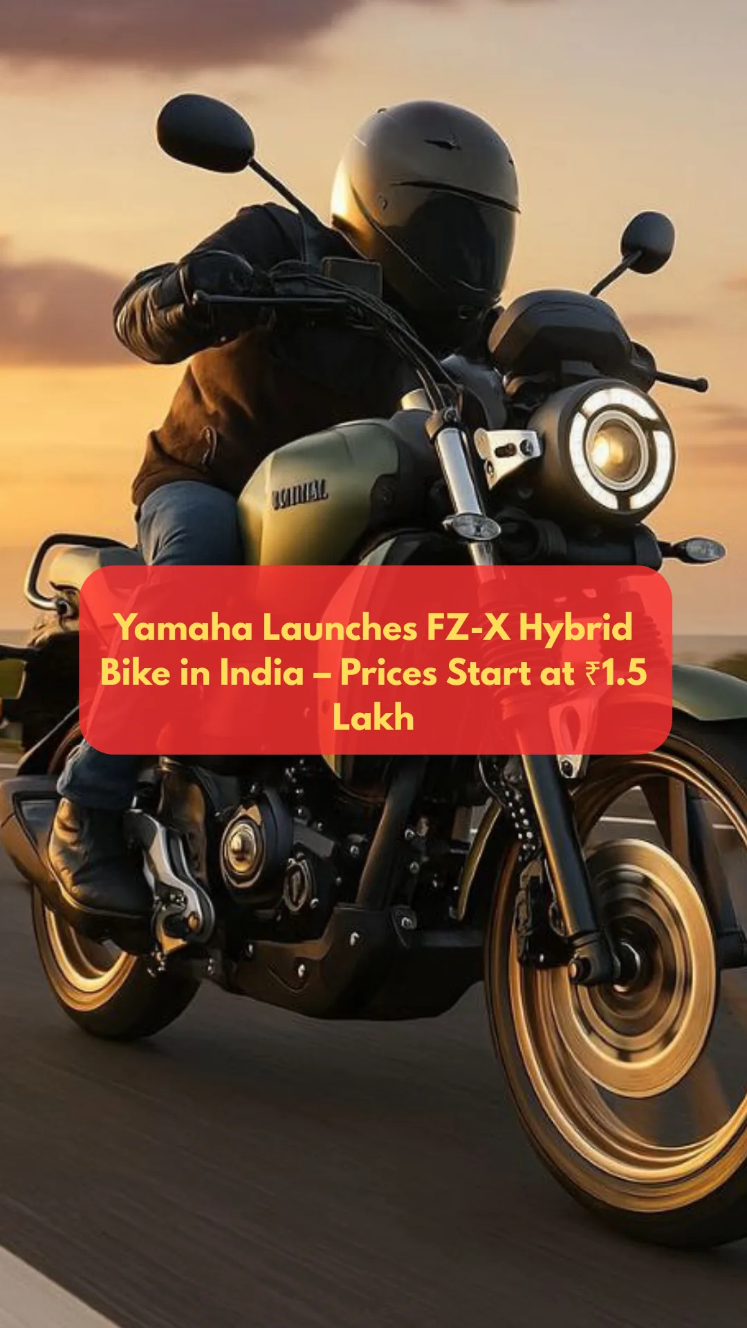 Yamaha FZ-X Hybrid bike launched in India, showcased in a sleek design with a starting price of ₹1.5 lakh.