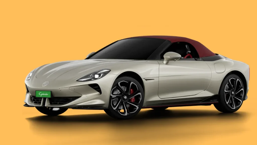 MG Cyberster EV with ₹1,47,719 monthly EMI for 60 months on ₹72 lakh loan at 8.5% interest – Stylish electric convertible sports car.