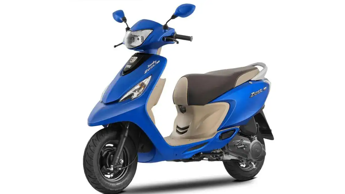 TVS Zest 110 side view in matte blue color