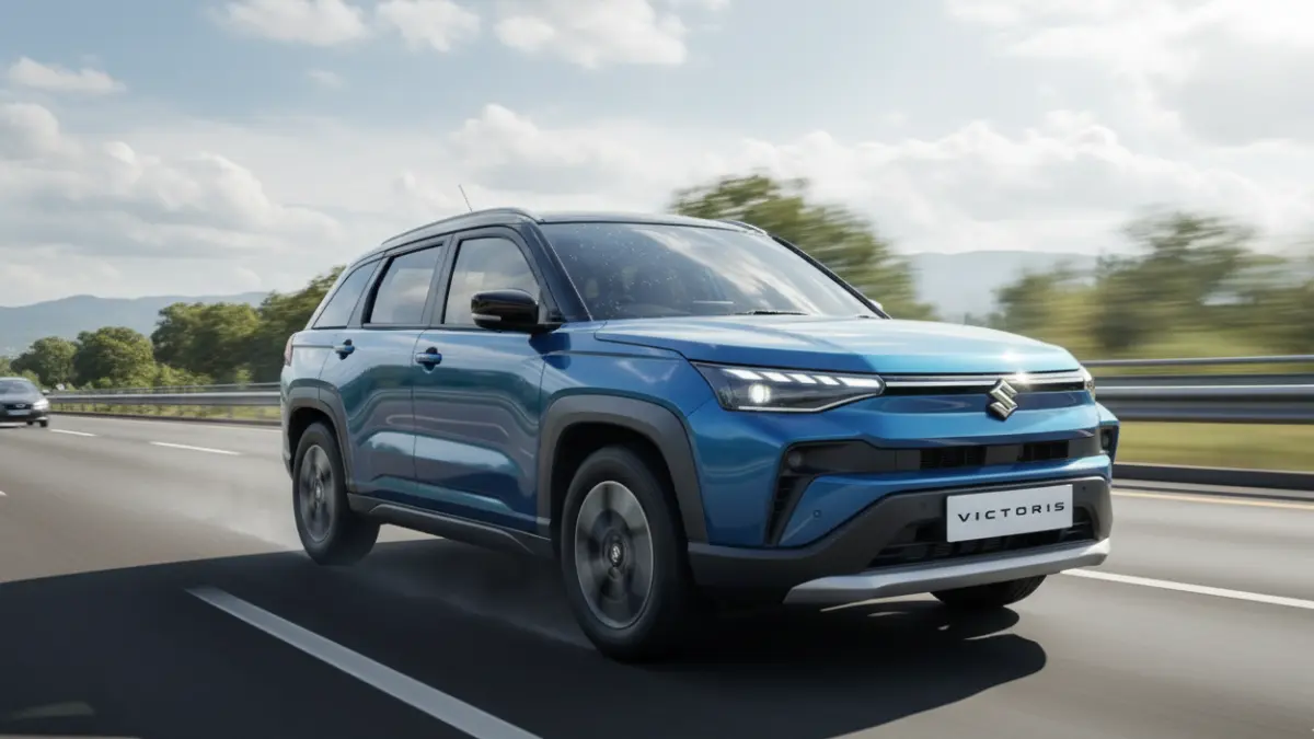Maruti Suzuki Victoris front view with stylish SUV design