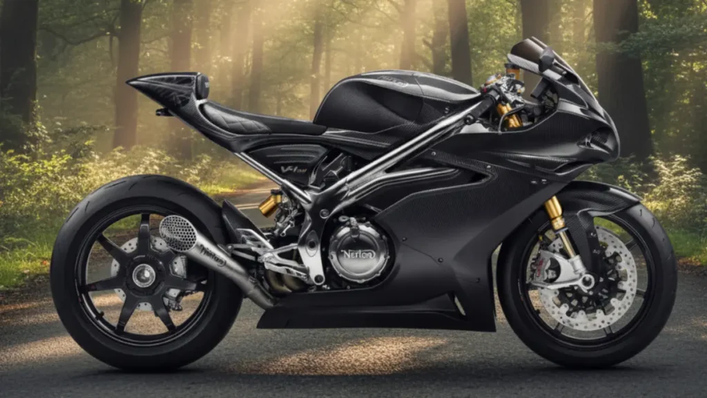 Norton V4 2025 superbike side view with premium design in black color